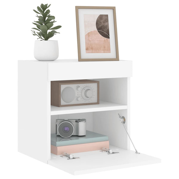 Weiße TV-Wandschränke mit LED-Beleuchtung Manceva 40x30x40cm (2 Stk.)