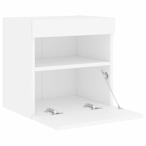 Weiße TV-Wandschränke mit LED-Beleuchtung Manceva 40x30x40cm (2 Stk.)