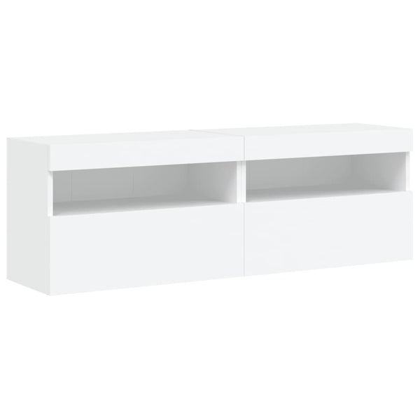 Weiße TV-Wandschränke mit LED-Beleuchtung Manceva 60x30x40cm (2 Stück)