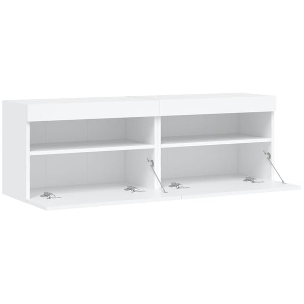Weiße TV-Wandschränke mit LED-Beleuchtung Manceva 60x30x40cm (2 Stück)