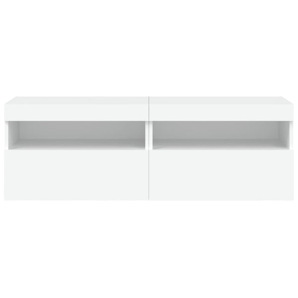 Weiße TV-Wandschränke mit LED-Beleuchtung Manceva 60x30x40cm (2 Stück)