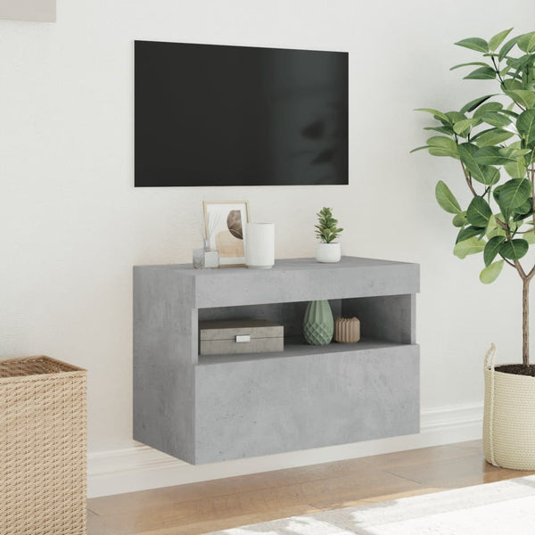 Betongrauer TV-Wandschrank Manceva 60x30x40cm (mit LED-Beleuchtung)
