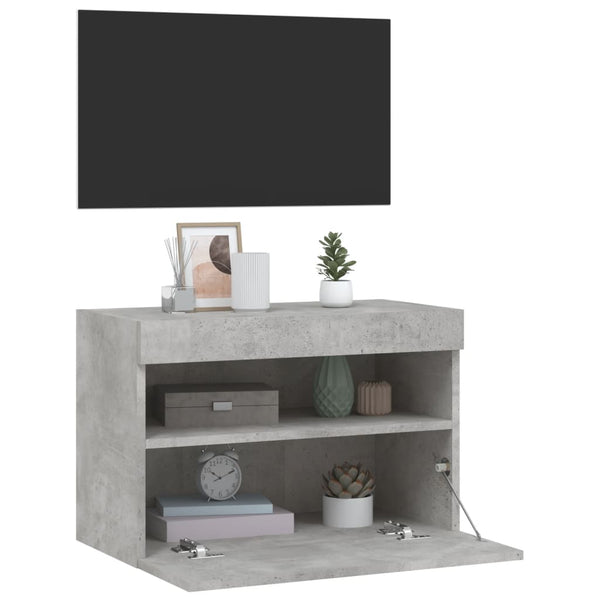 Betongrauer TV-Wandschrank Manceva 60x30x40cm (mit LED-Beleuchtung)