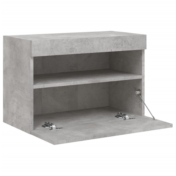 Betongrauer TV-Wandschrank Manceva 60x30x40cm (mit LED-Beleuchtung)