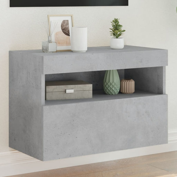 Betongrauer TV-Wandschrank Manceva 60x30x40cm (mit LED-Beleuchtung)