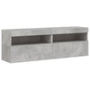 TV-Wandschränke Manceva 60x30x40cm, betongrau (2 Stück mit LED-Beleuchtung)