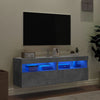 TV-Wandschränke Manceva 60x30x40cm, betongrau (2 Stück mit LED-Beleuchtung)