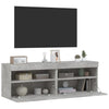 TV-Wandschränke Manceva 60x30x40cm, betongrau (2 Stück mit LED-Beleuchtung)