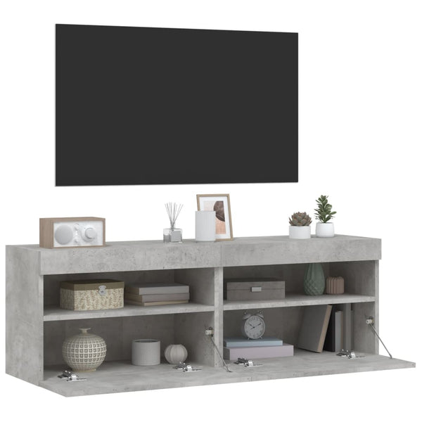 TV-Wandschränke Manceva 60x30x40cm, betongrau (2 Stück mit LED-Beleuchtung)