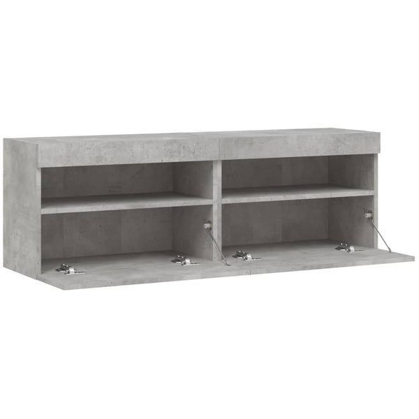 TV-Wandschränke Manceva 60x30x40cm, betongrau (2 Stück mit LED-Beleuchtung)