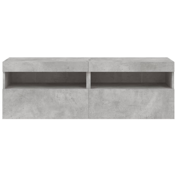 TV-Wandschränke Manceva 60x30x40cm, betongrau (2 Stück mit LED-Beleuchtung)