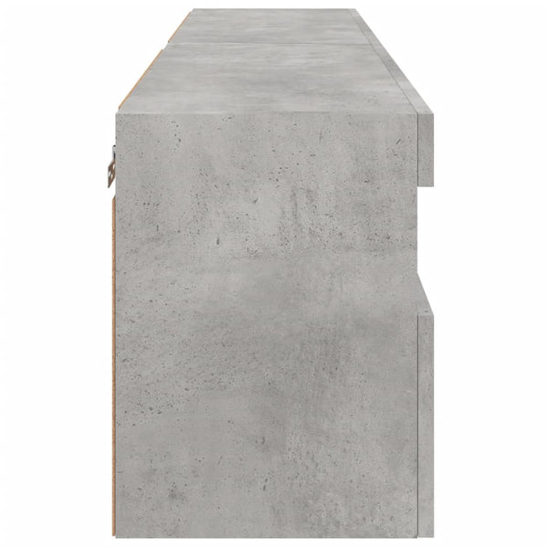 TV-Wandschränke Manceva 60x30x40cm, betongrau (2 Stück mit LED-Beleuchtung)