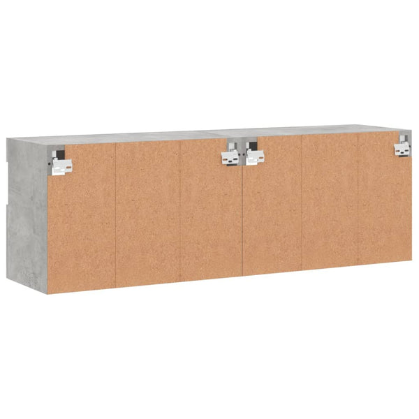 TV-Wandschränke Manceva 60x30x40cm, betongrau (2 Stück mit LED-Beleuchtung)