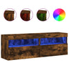 Räuchereiche TV-Wandschränke Manceva 60x30x40cm (mit 2 LED-Leuchten)