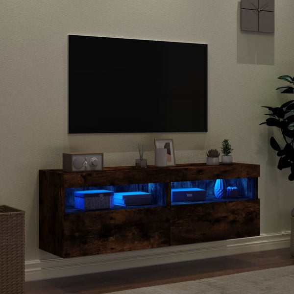 Räuchereiche TV-Wandschränke Manceva 60x30x40cm (mit 2 LED-Leuchten)