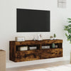 Räuchereiche TV-Wandschränke Manceva 60x30x40cm (mit 2 LED-Leuchten)