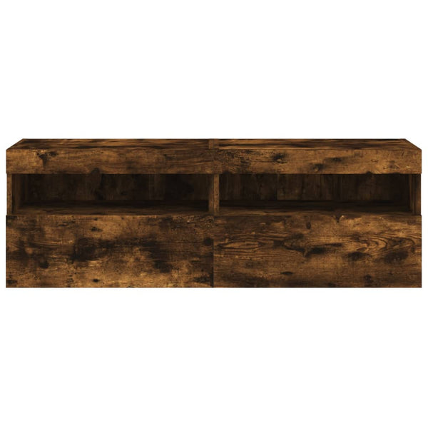 Räuchereiche TV-Wandschränke Manceva 60x30x40cm (mit 2 LED-Leuchten)