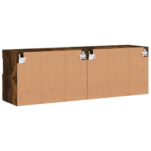 Räuchereiche TV-Wandschränke Manceva 60x30x40cm (mit 2 LED-Leuchten)