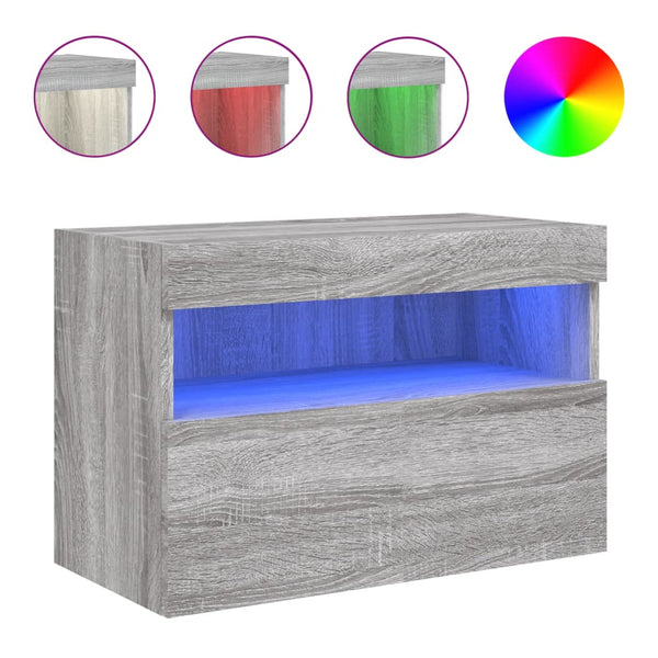 Grauer TV-Wandschrank Manceva 60x30x40cm (mit LED-Beleuchtung Sonoma)