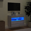 Grauer TV-Wandschrank Manceva 60x30x40cm (mit LED-Beleuchtung Sonoma)