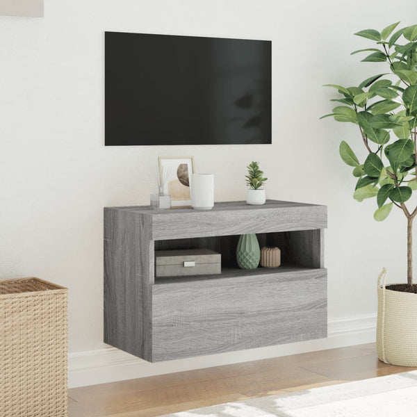 Grauer TV-Wandschrank Manceva 60x30x40cm (mit LED-Beleuchtung Sonoma)