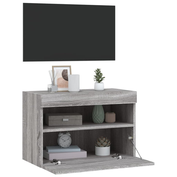 Grauer TV-Wandschrank Manceva 60x30x40cm (mit LED-Beleuchtung Sonoma)