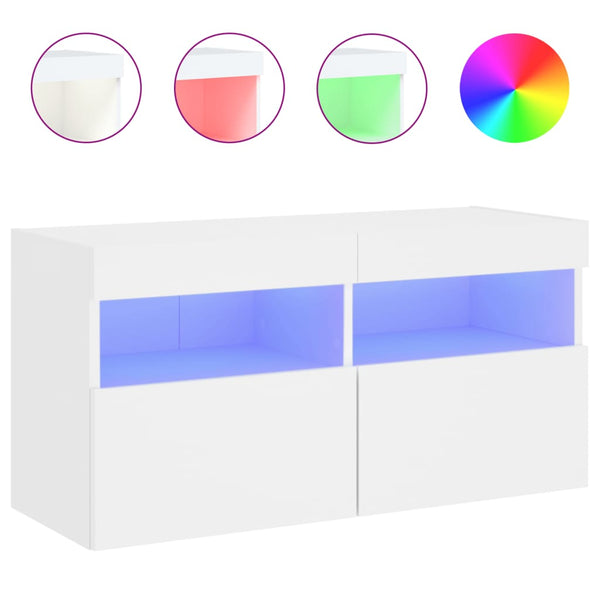 Weißer TV-Wandschrank Manceva 80x30x40cm (mit LED-Beleuchtung)