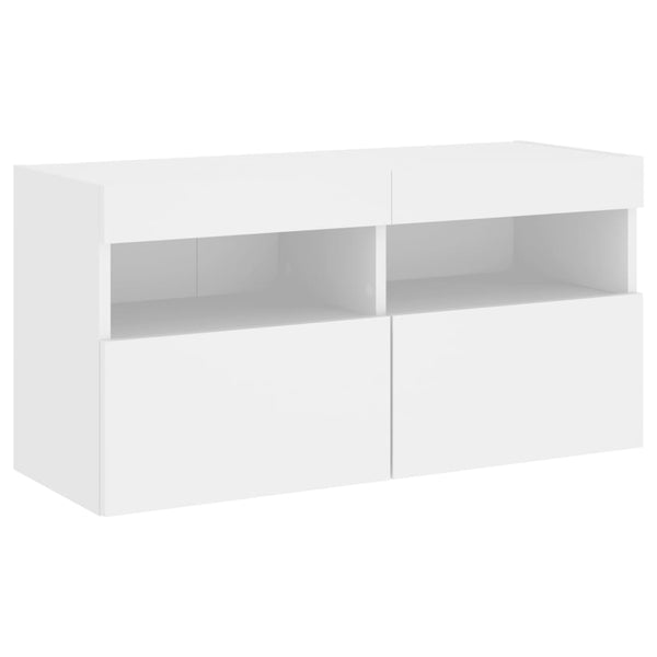 Weißer TV-Wandschrank Manceva 80x30x40cm (mit LED-Beleuchtung)