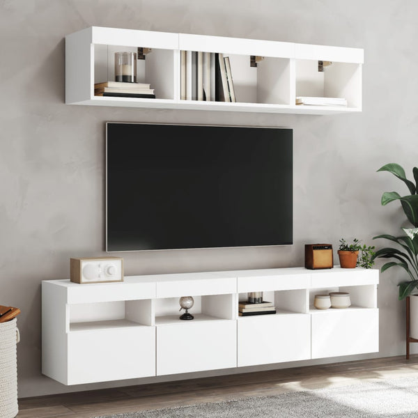 Weißer TV-Wandschrank Manceva 80x30x40cm (mit LED-Beleuchtung)