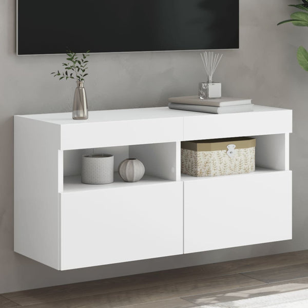 Weißer TV-Wandschrank Manceva 80x30x40cm (mit LED-Beleuchtung)