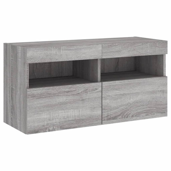 Grauer TV-Wandschrank Manceva 80x30x40cm (mit LED-Beleuchtung Sonoma)