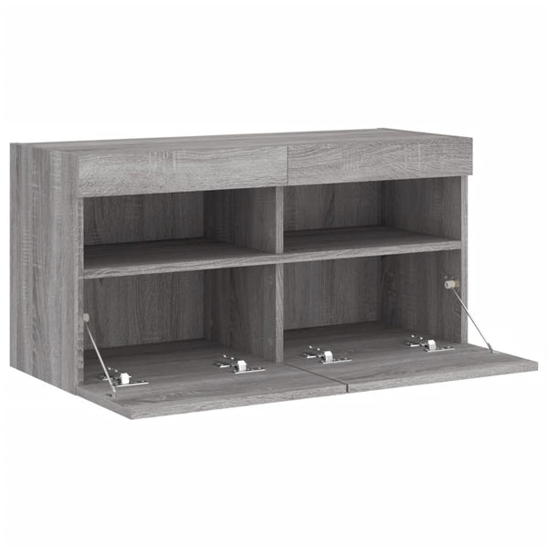 Grauer TV-Wandschrank Manceva 80x30x40cm (mit LED-Beleuchtung Sonoma)