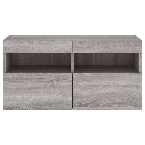 Grauer TV-Wandschrank Manceva 80x30x40cm (mit LED-Beleuchtung Sonoma)