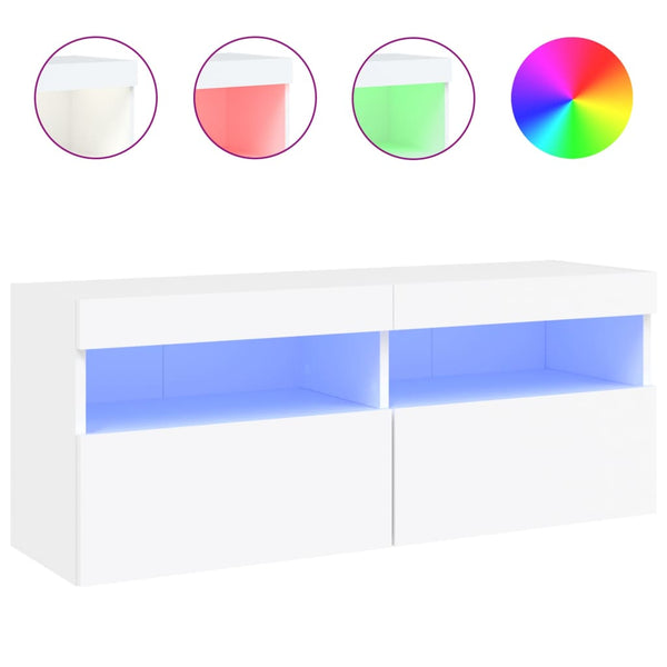 Weißer TV-Wandschrank Manceva 100x30x40cm (mit LED-Beleuchtung)