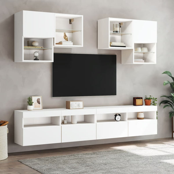 Weißer TV-Wandschrank Manceva 100x30x40cm (mit LED-Beleuchtung)