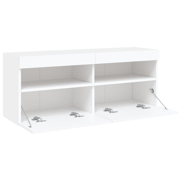 Weißer TV-Wandschrank Manceva 100x30x40cm (mit LED-Beleuchtung)