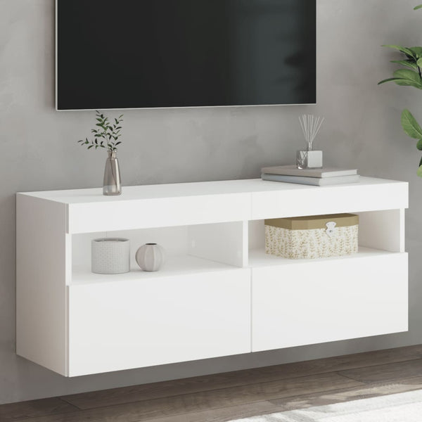 Weißer TV-Wandschrank Manceva 100x30x40cm (mit LED-Beleuchtung)