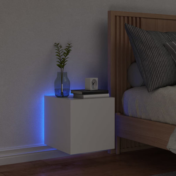 Weiße TV-Wandhalterung Genutu 30,5x35x30cm (mit LED-Beleuchtung)