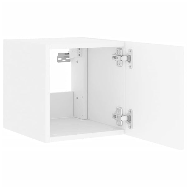 Weiße TV-Wandhalterung Genutu 30,5x35x30cm (mit LED-Beleuchtung)