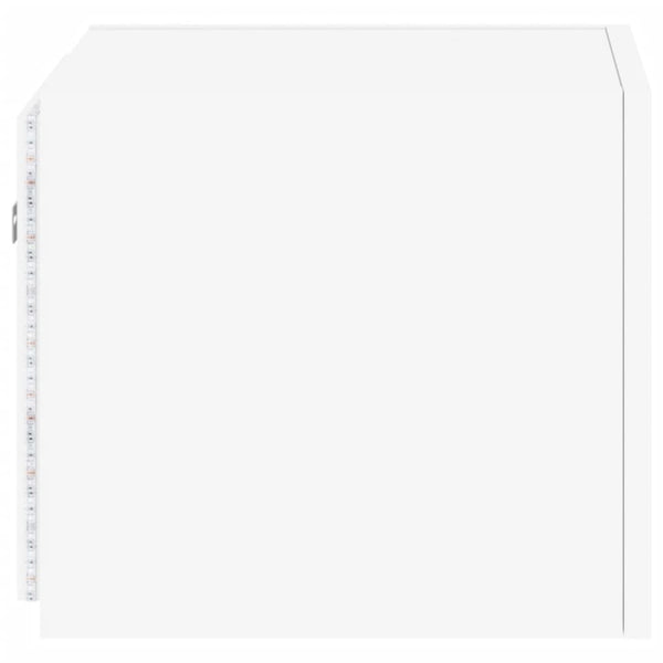 Weiße TV-Wandhalterung Genutu 30,5x35x30cm (mit LED-Beleuchtung)