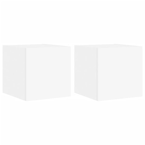 Weiße TV-Wandschränke mit LED-Beleuchtung Genutu 30,5x35x30cm (2 Stk.)