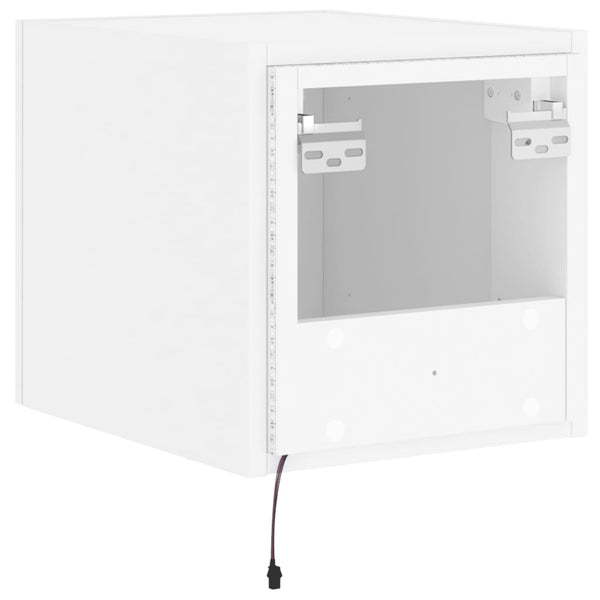 Weiße TV-Wandschränke mit LED-Beleuchtung Genutu 30,5x35x30cm (2 Stk.)