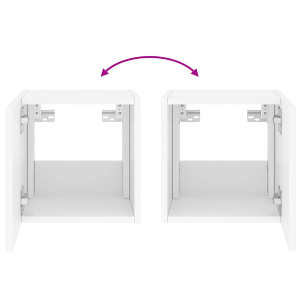 Weiße TV-Wandschränke mit LED-Beleuchtung Genutu 30,5x35x30cm (2 Stk.)