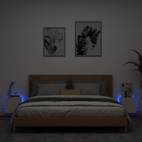 Weiße TV-Wandschränke mit LED-Beleuchtung Genutu 30,5x35x30cm (2 Stk.)