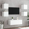 Weiße TV-Wandschränke mit LED-Beleuchtung Genutu 30,5x35x30cm (2 Stk.)