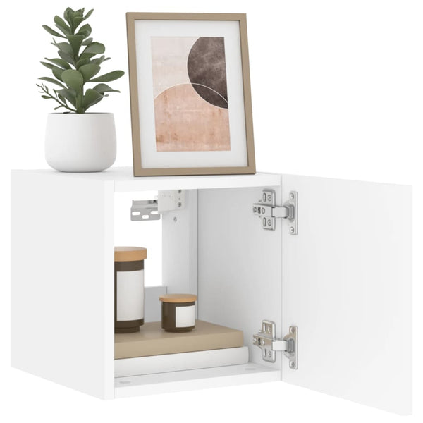 Weiße TV-Wandschränke mit LED-Beleuchtung Genutu 30,5x35x30cm (2 Stk.)