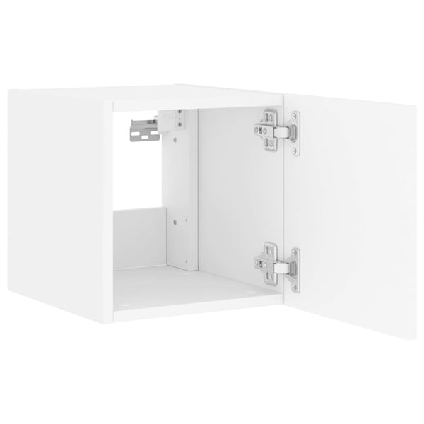 Weiße TV-Wandschränke mit LED-Beleuchtung Genutu 30,5x35x30cm (2 Stk.)