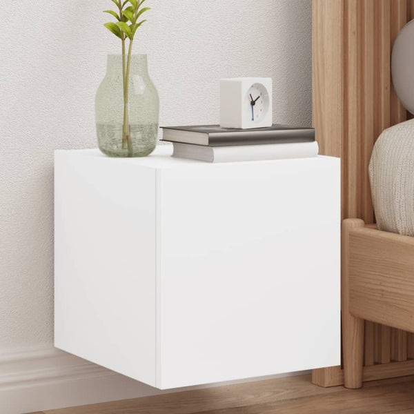 Weiße TV-Wandschränke mit LED-Beleuchtung Genutu 30,5x35x30cm (2 Stk.)