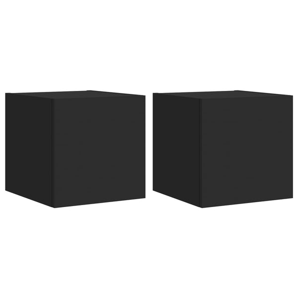 Schwarze TV-Wandschränke mit LED-Beleuchtung Genutu 30,5x35x30cm (2 St.)