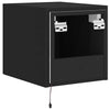 Schwarze TV-Wandschränke mit LED-Beleuchtung Genutu 30,5x35x30cm (2 St.)